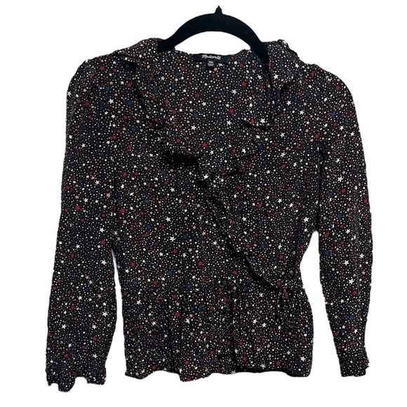 Madewell Silk Ruffle Hem Wrap Top - Picture 2 of 10